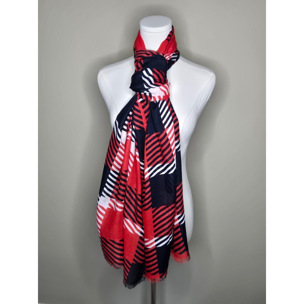 Red Black White Plaid Oversized Winter Scarf Wrap Unisex Preppy Academia